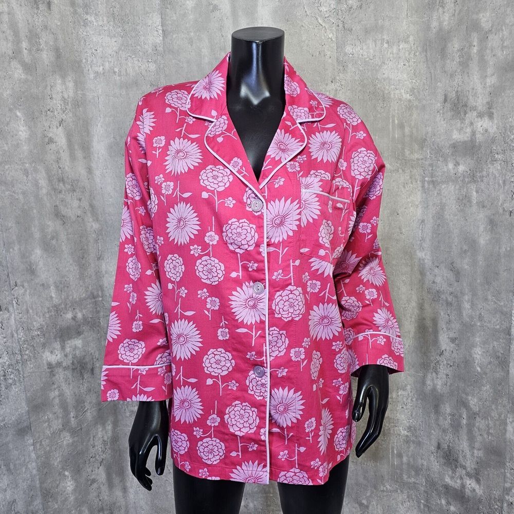 Bedhead Pajamas Womens‎ S Pink Lilac Floral Long Sleeve Button Front Pajama Top